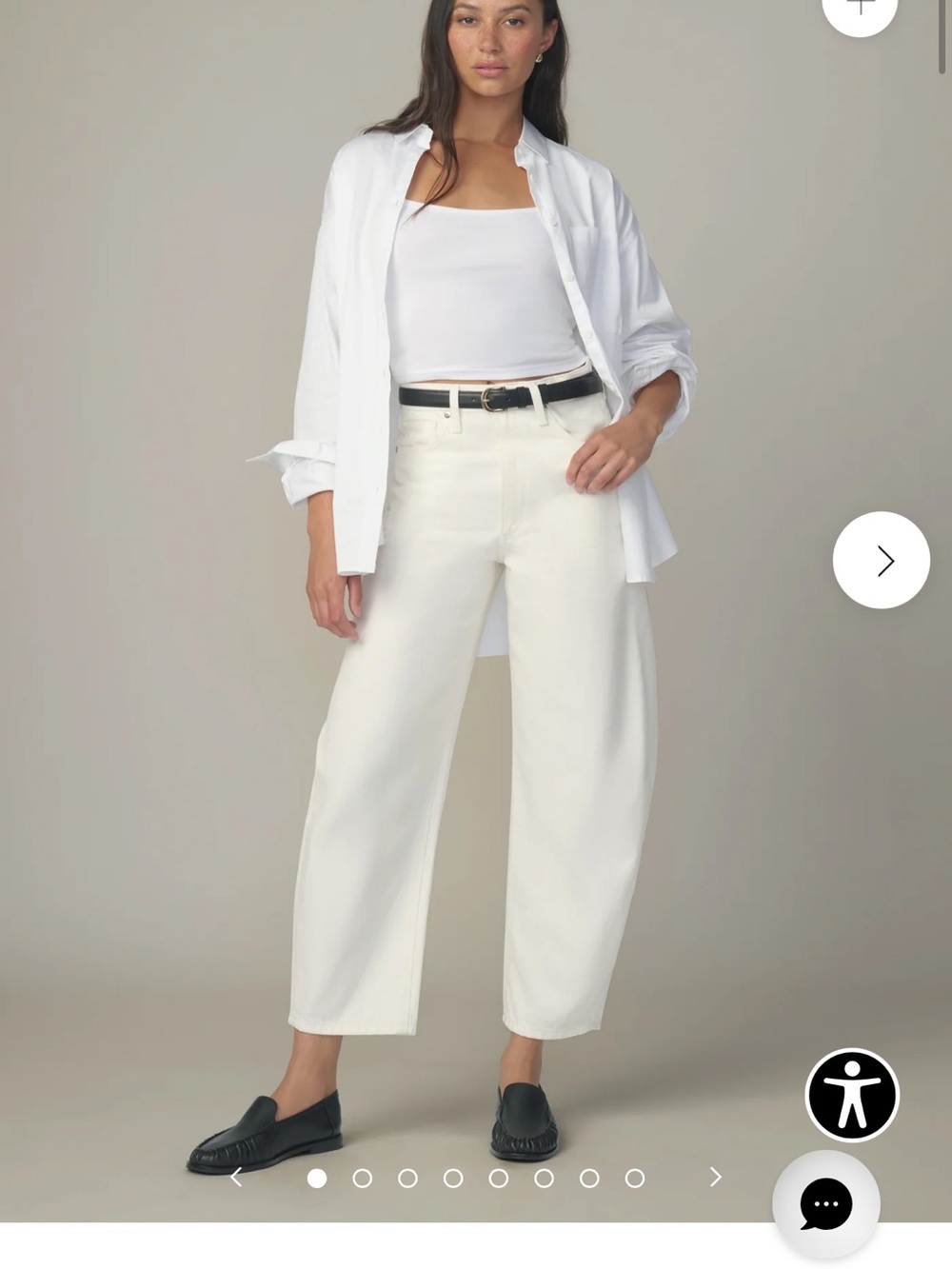 High-Rise Wide Leg Barrel Jeans in White